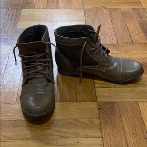 Brown combat style ankle booties